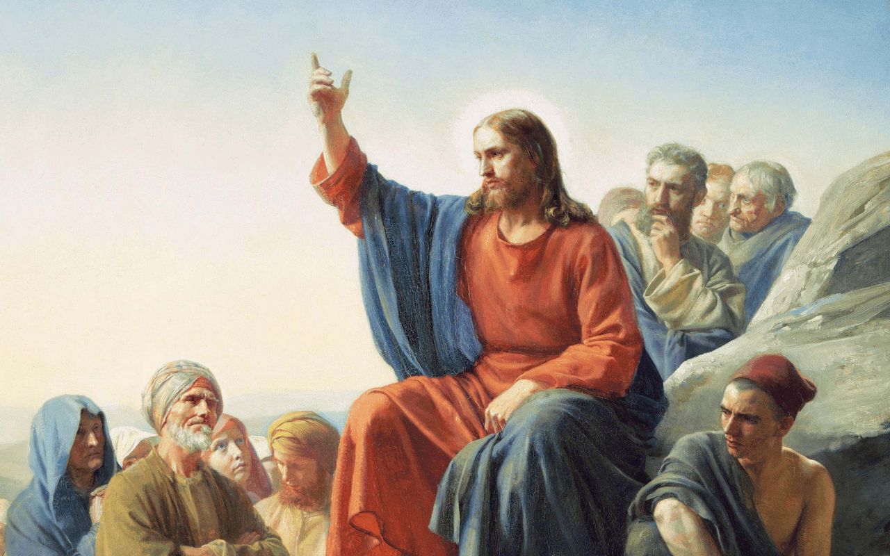 Jesus Christus unterweist seine Jünger bei der Bergpredigt