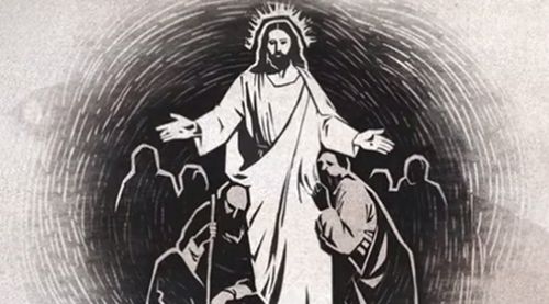 Mit ausgebreiteten Armen fordert Jesus Christus alle auf, zu ihm zu kommen