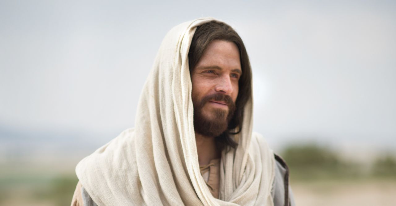 Jesus Christus lächelt und fordert alle auf, zu ihm zu kommen